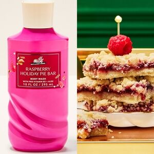 Bath Body Works Milk Bar Raspberry Holiday Pie Bar Body Wash 10oz NEW